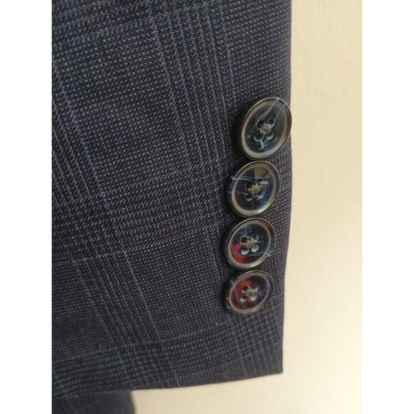 Peter Millar Suit Men 42S Navy Blue Windowpane Grid Professional 2 Piece W39xL28 - Picture 9 of 16